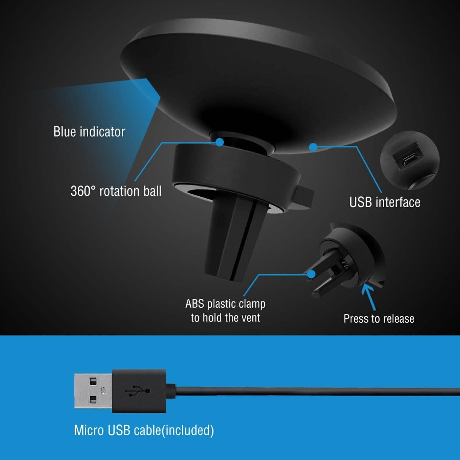 Chargeur de voiture magnétique sans fil Qi