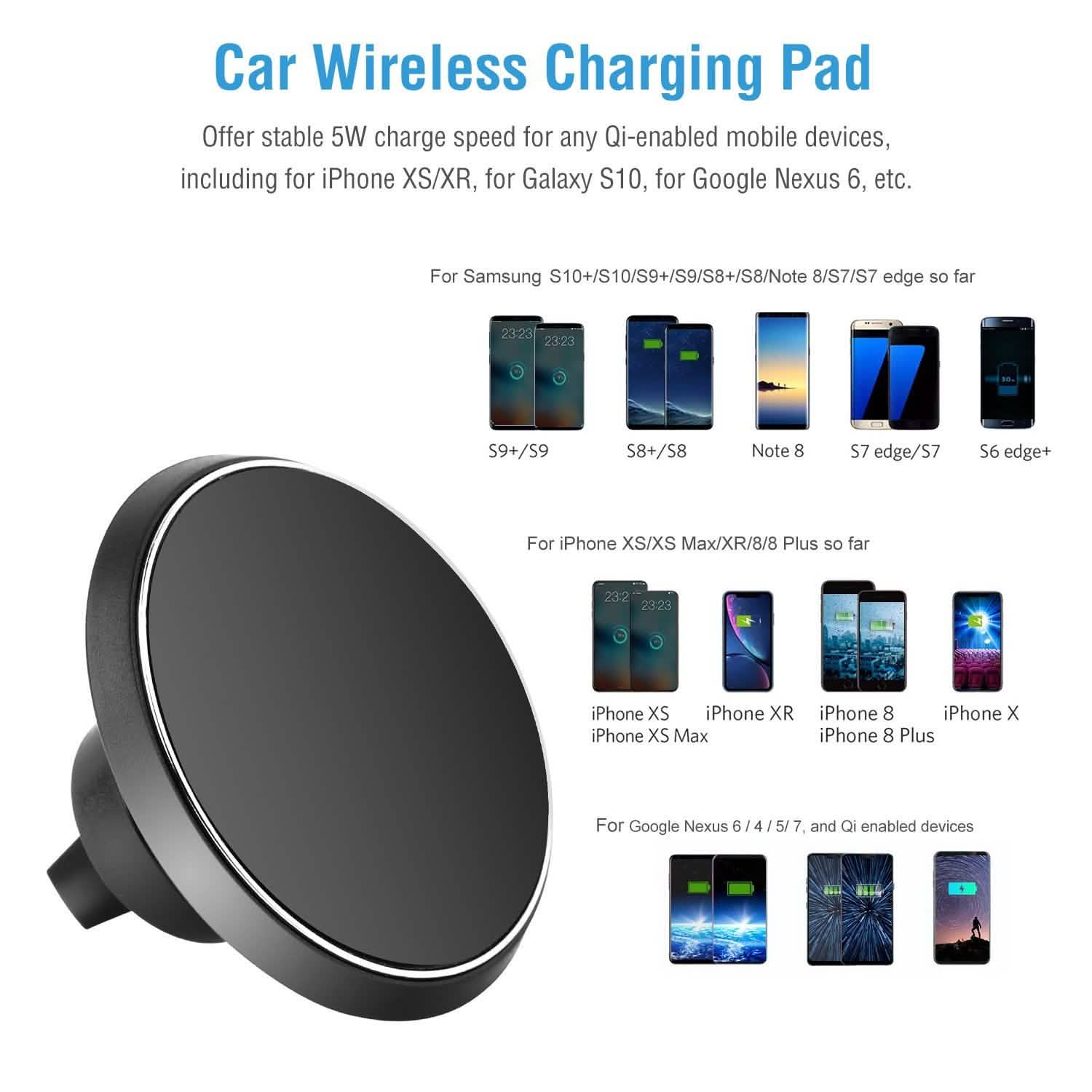 Chargeur de voiture magnétique sans fil Qi