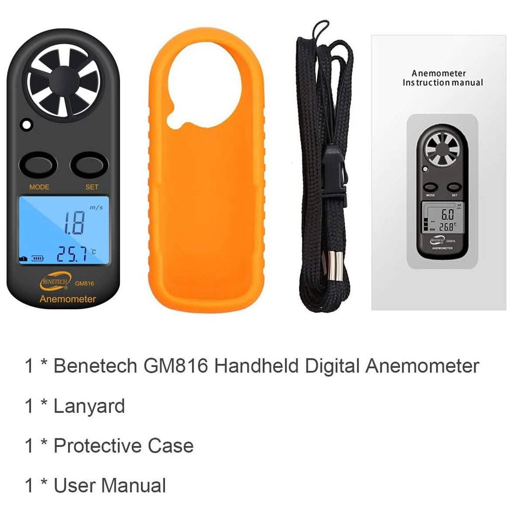 Anémomètre numérique Qotone GM816 pour mesure de vitesse du vent