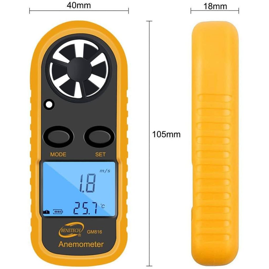 Anémomètre numérique Qotone GM816 pour mesure de vitesse du vent