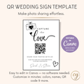 Capture the Love – Editable QR Code Wedding Sign Template (Canva) | Instant Download