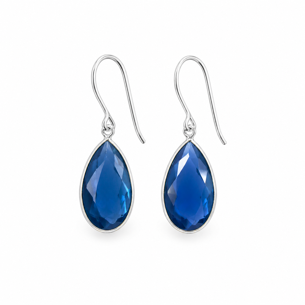 Boucles d'oreilles pendantes en quartz hydro bleu