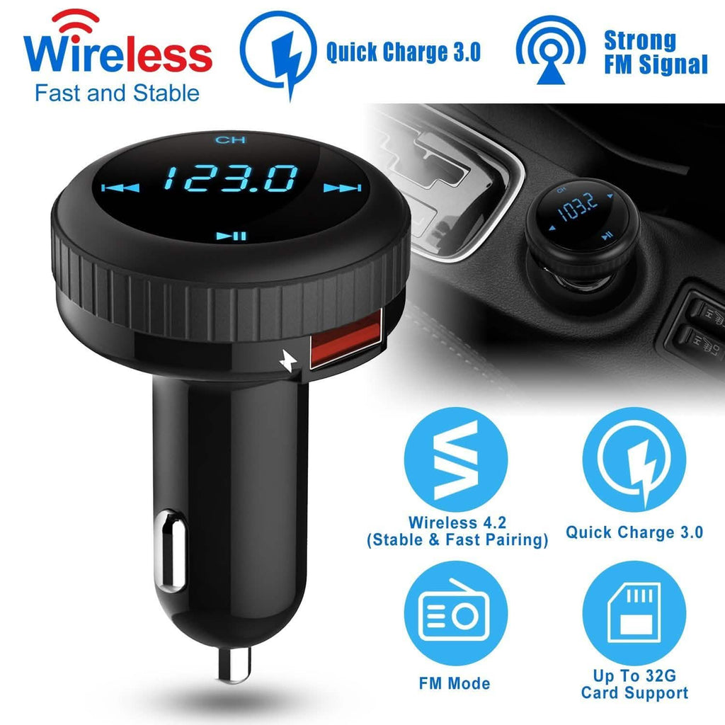 Chargeur de voiture Quick Charge 3.0 Transmetteur FM sans fil 4.2 23W 3A Double USB