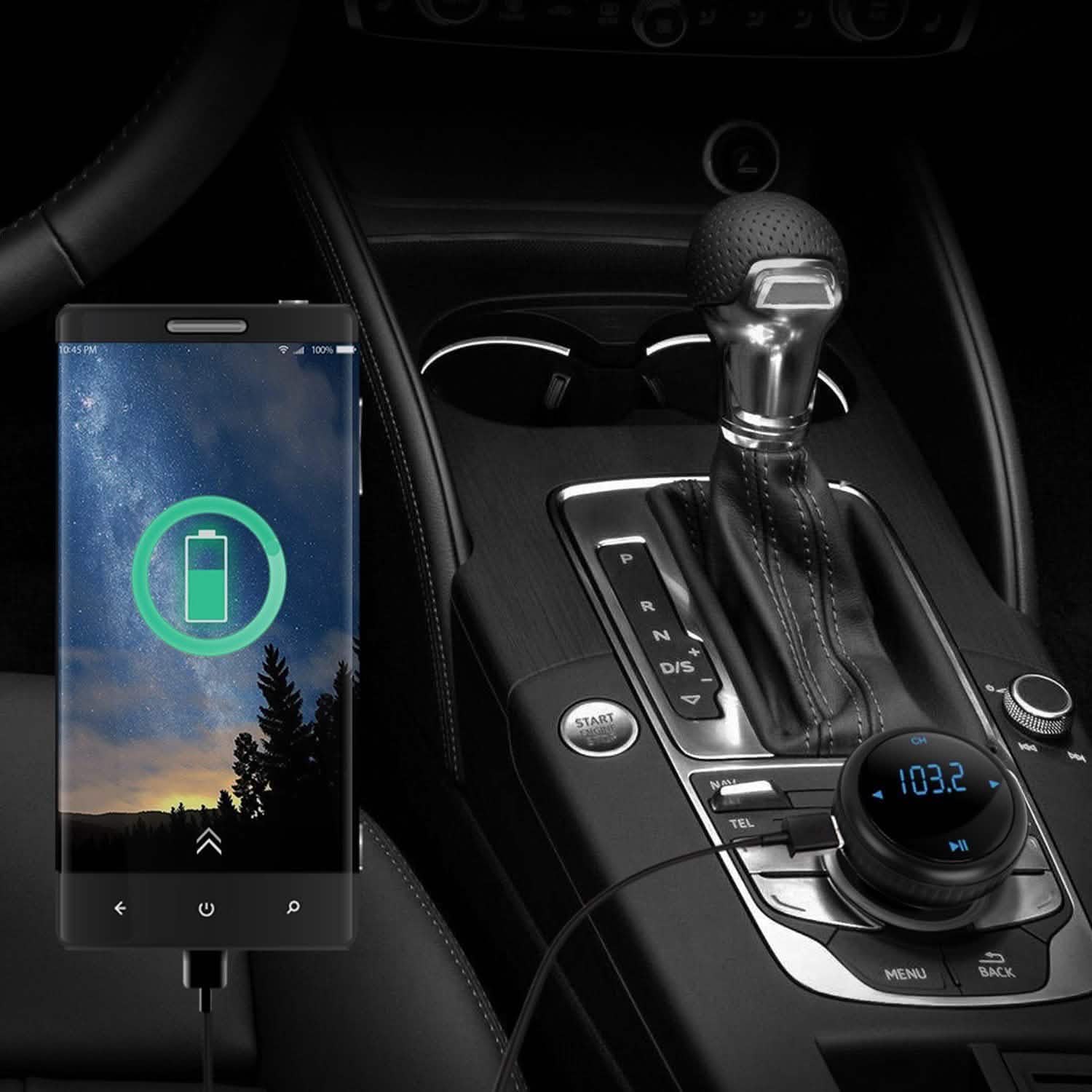 Chargeur de voiture Quick Charge 3.0 Transmetteur FM sans fil 4.2 23W 3A Double USB