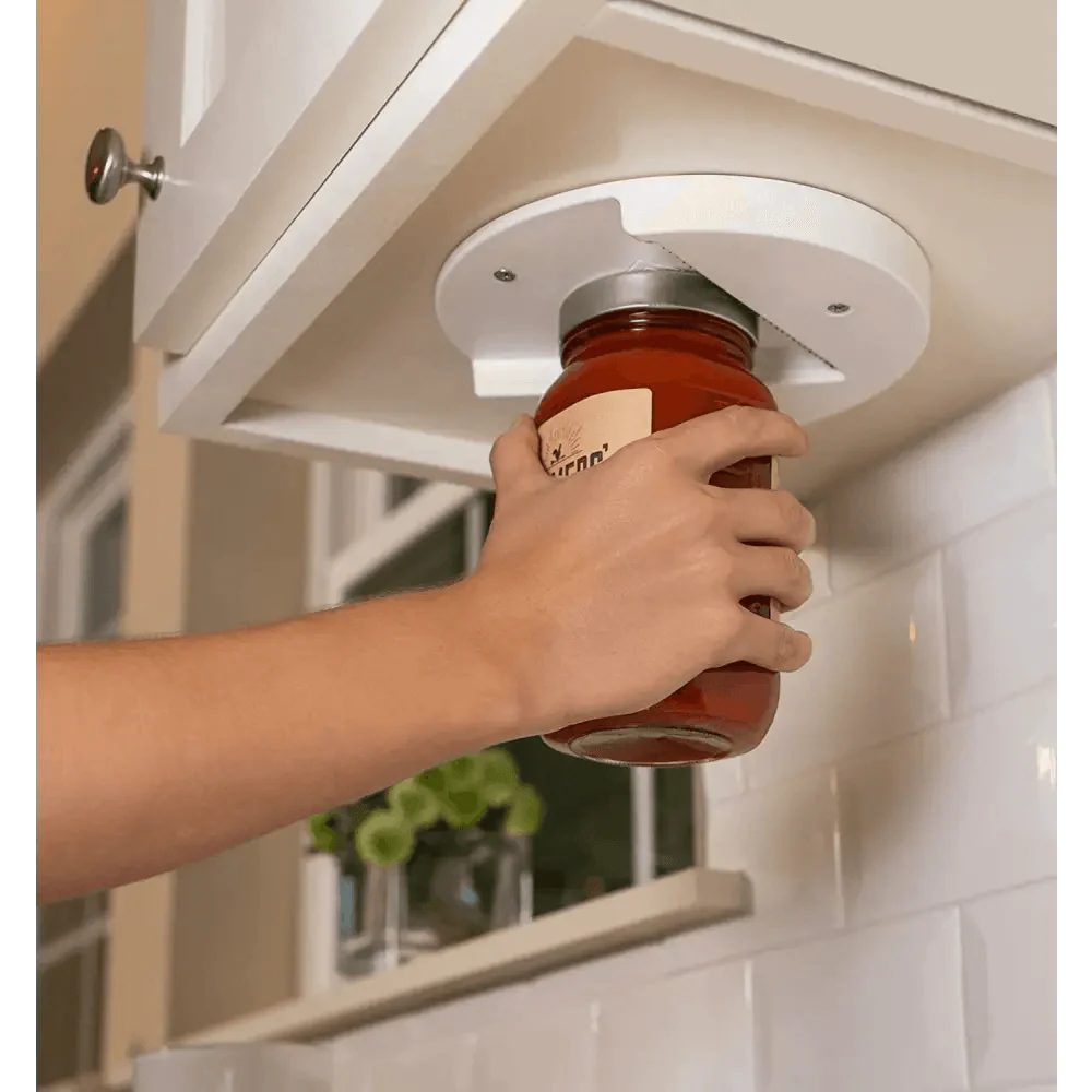 Décapsuleur/Ouvre-bocal multifonctionnel en V à design unique, à installer sous les armoires, professionnel pour canettes, s'adapte à toutes les tailles, gadget de cuisine utile