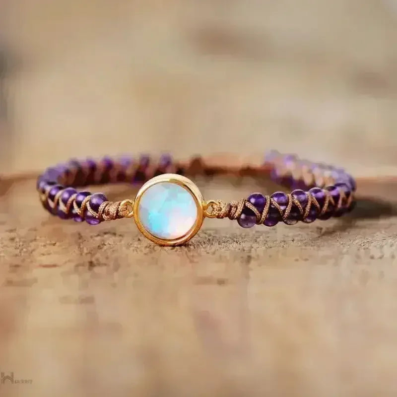 Bracelet à charms opale améthyste éclatante