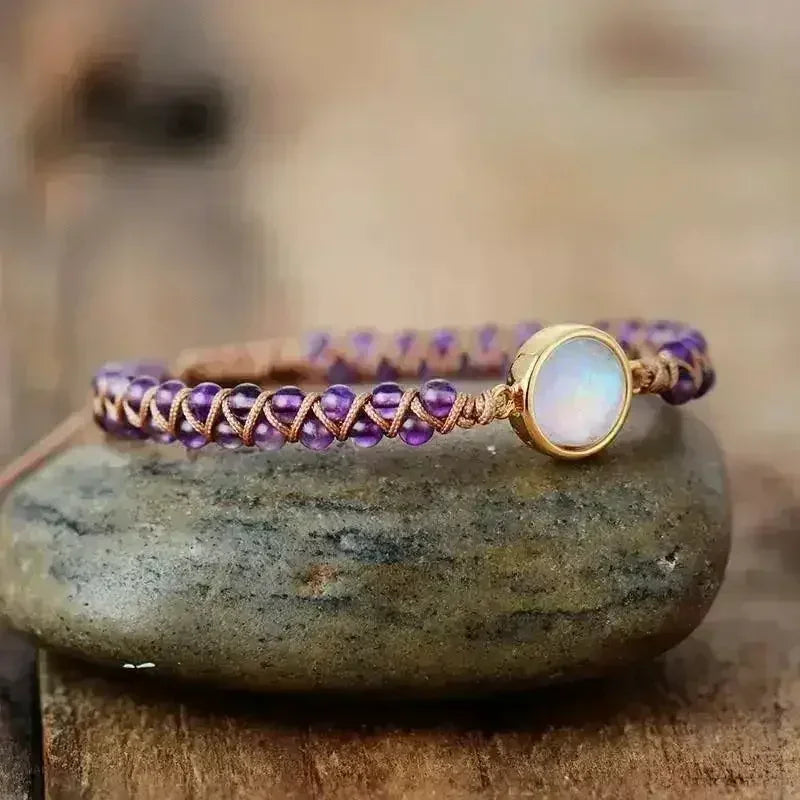 Bracelet à charms opale améthyste éclatante