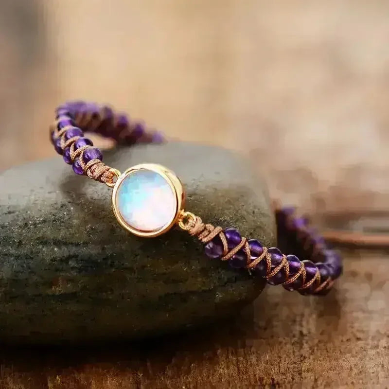 Bracelet à charms opale améthyste éclatante