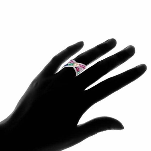 Bague Rainbow Crystal X avec éléments Swarovski - Tailles assorties