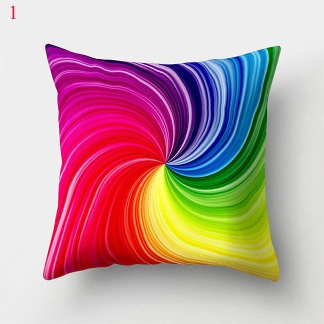 Taie d'Oreiller Arc-en-ciel Housse de Coussin Colorée Housse de Coussin Arc-en-ciel Housse de Coussin Décorative Tourbillon Abstrait Arc-en-ciel Bleu Vert Rouge Couleurs Vives Mélange d'Ondes Housse de Coussin Décorative