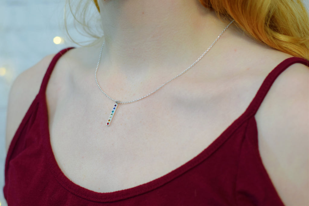 Collier à breloque en argent sterling 925 arc-en-ciel de la Fierté
