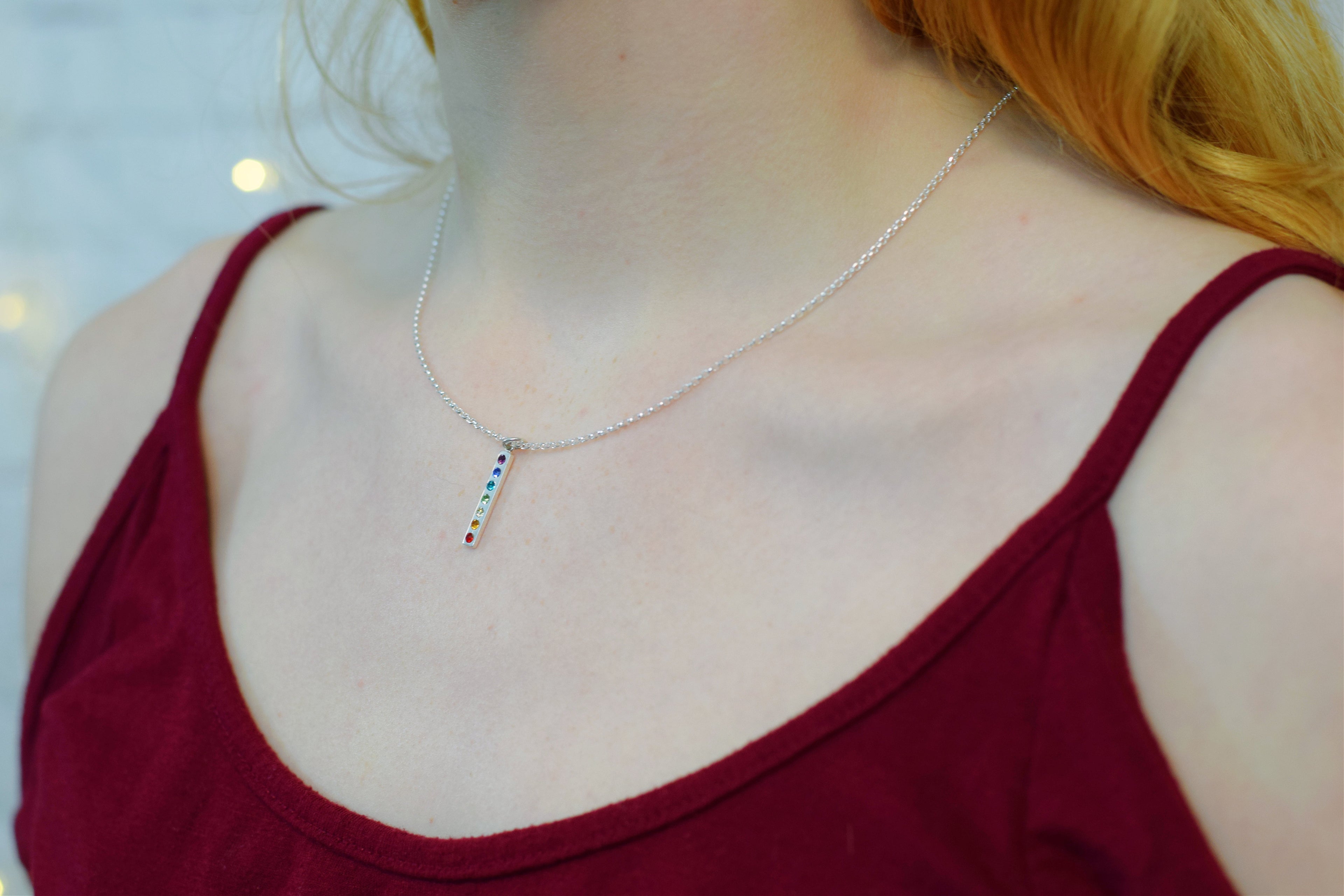 Collier à breloque en argent sterling 925 arc-en-ciel de la Fierté