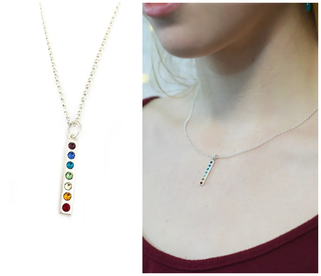 Collier à breloque en argent sterling 925 arc-en-ciel de la Fierté