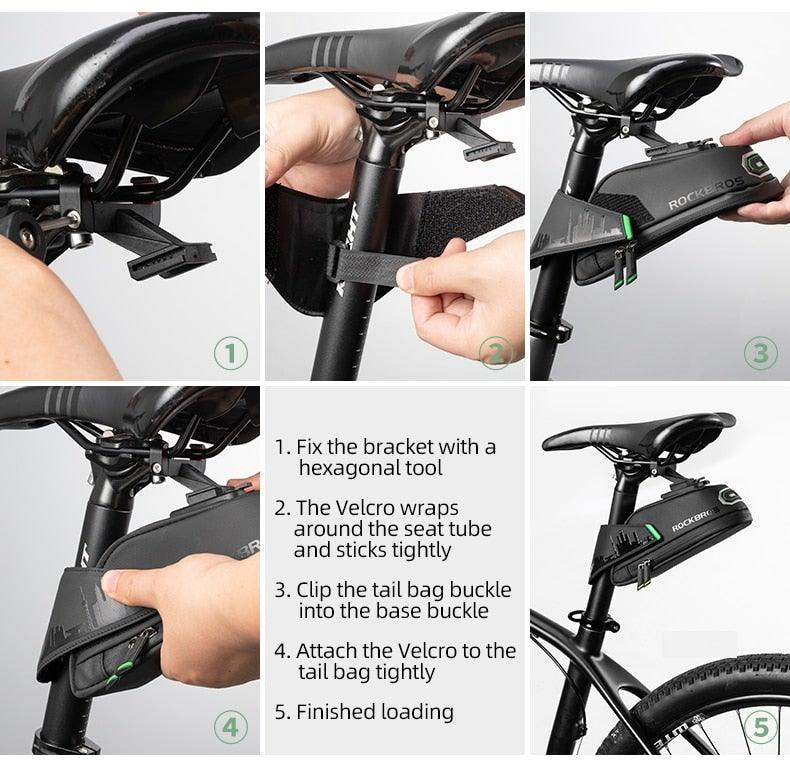 Sac de vélo imperméable Sac de vélo antichoc pour vélo réfléchissant grande capacité Sacoche de selle Accessoires de sacoche de vélo Sacoche de selle Sous la selle Sacoche de vélo Accessoires de cyclisme Pochette de rangement pour VTT Vélo de route