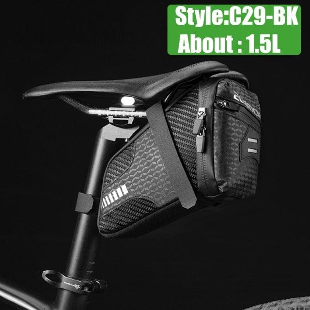 Sac de vélo imperméable Sac de vélo antichoc pour vélo réfléchissant grande capacité Sacoche de selle Accessoires de sacoche de vélo Sacoche de selle Sous la selle Sacoche de vélo Accessoires de cyclisme Pochette de rangement pour VTT Vélo de route
