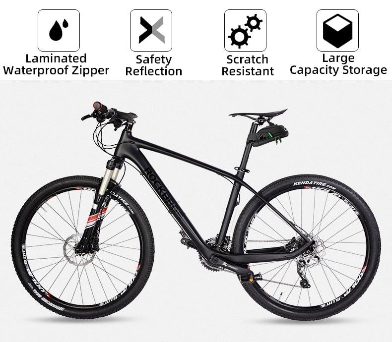 Sac de vélo imperméable Sac de vélo antichoc pour vélo réfléchissant grande capacité Sacoche de selle Accessoires de sacoche de vélo Sacoche de selle Sous la selle Sacoche de vélo Accessoires de cyclisme Pochette de rangement pour VTT Vélo de route
