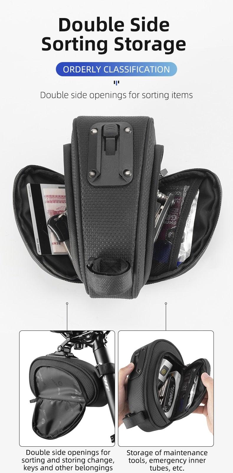Sac de vélo imperméable Sac de vélo antichoc pour vélo réfléchissant grande capacité Sacoche de selle Accessoires de sacoche de vélo Sacoche de selle Sous la selle Sacoche de vélo Accessoires de cyclisme Pochette de rangement pour VTT Vélo de route