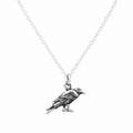 Collier Charme Corbeau Pendentif Oiseau - Bijou Fait Main en Argent Sterling