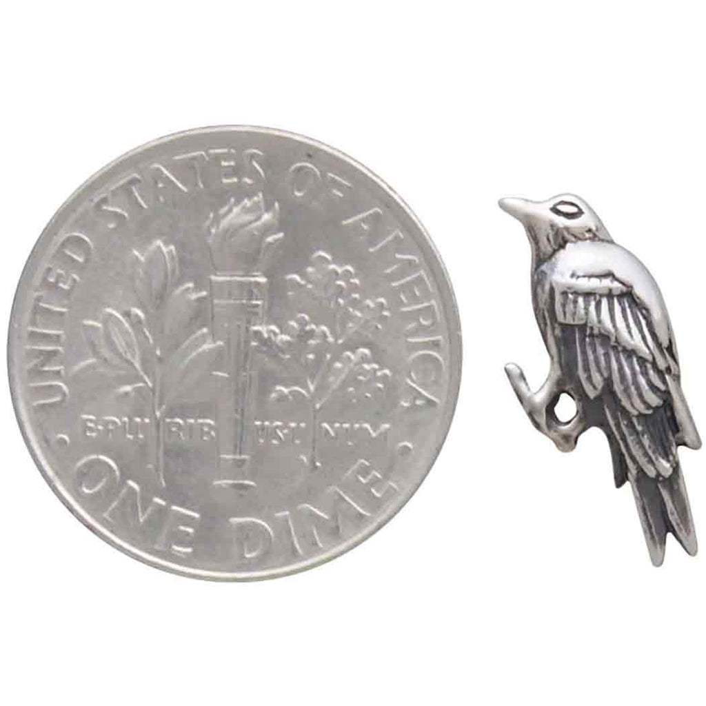 Boucles d'oreilles clous corbeau en argent sterling 7x15mm