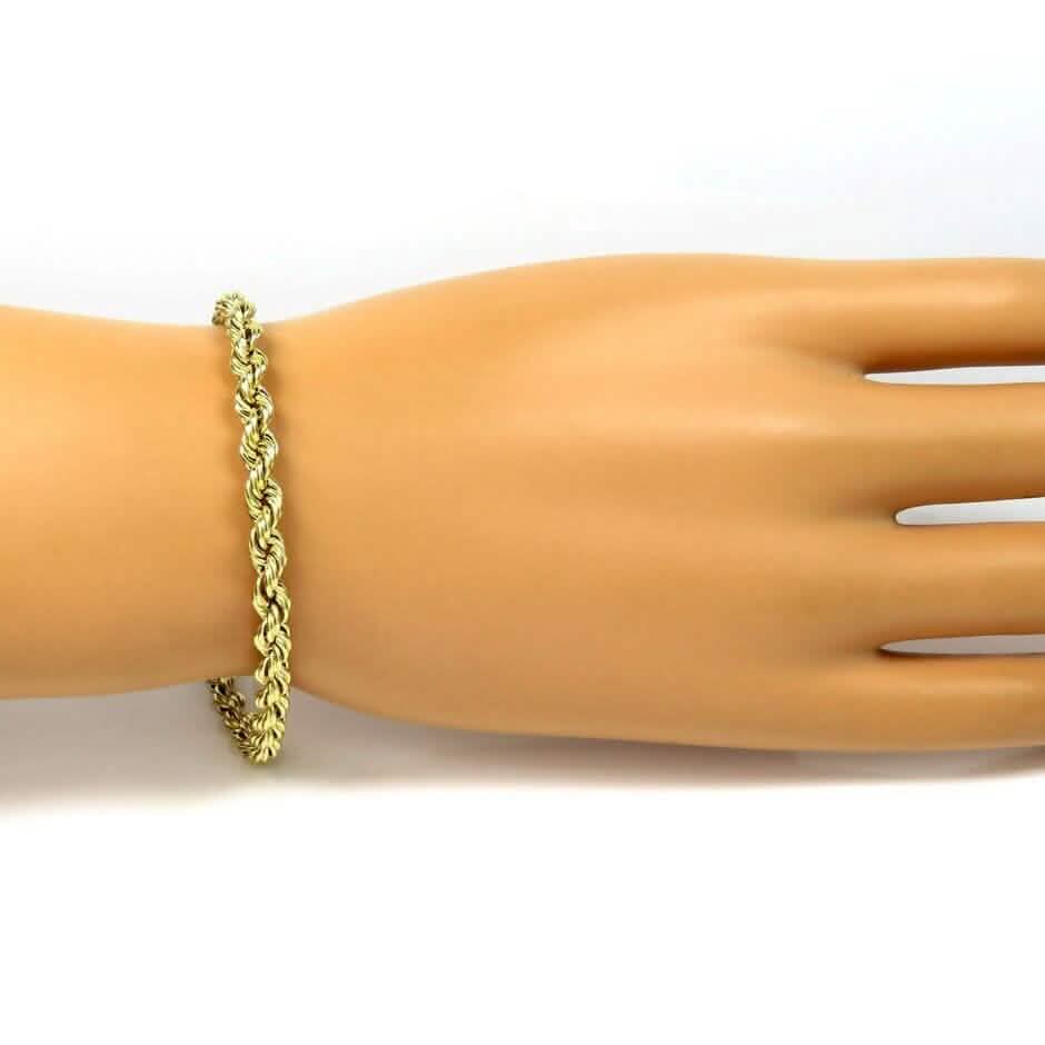 Véritable bracelet chaîne en or jaune 10 carats, 4 mm, 8 pouces, pour homme et femme, finition diamant, en solde
