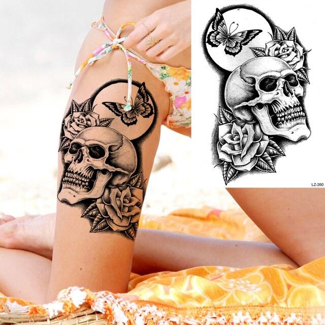 Tatouage temporaire Lion réaliste autocollant Guerrier noir tatouage de luxe étanche pour hommes et femmes