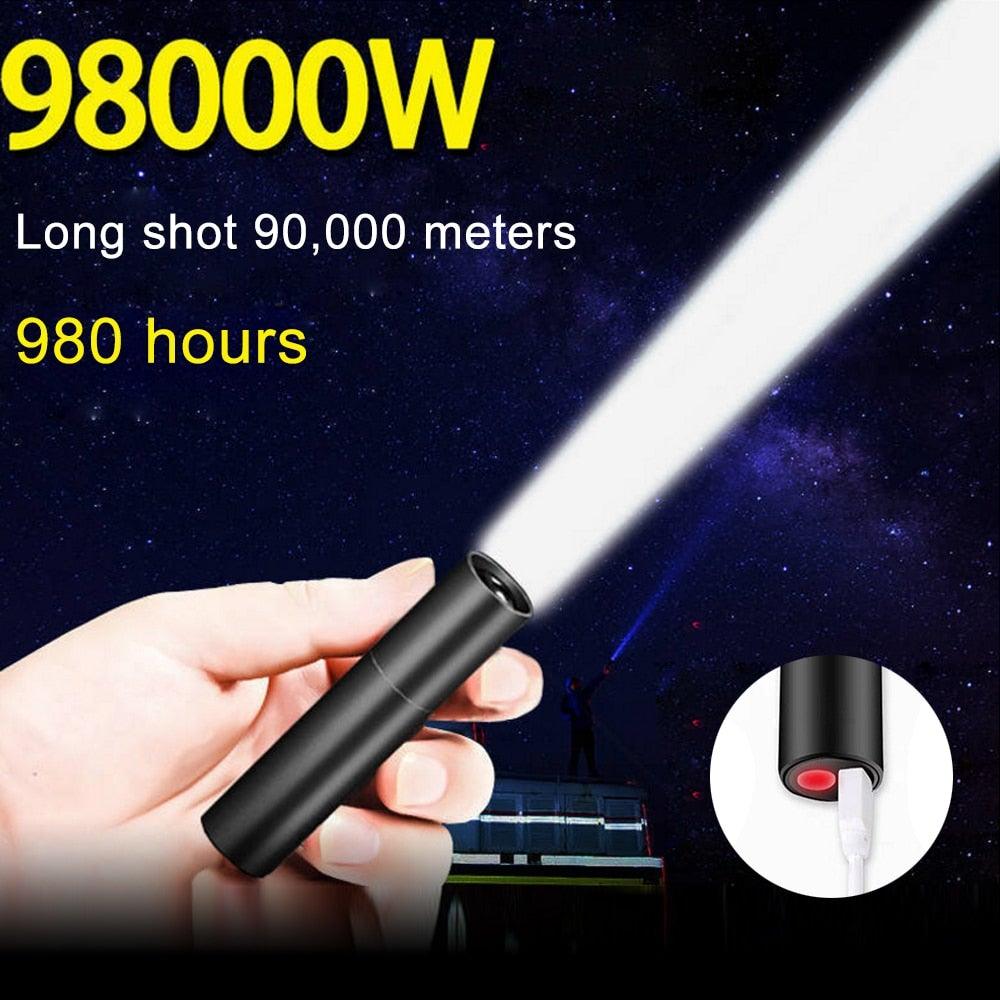 Mini lampe torche LED portable rechargeable étanche USB, super lumineuse, zoom télescopique, résistante à l'eau, idéale pour les activités intérieures/extérieures, le camping et la randonnée nocturne