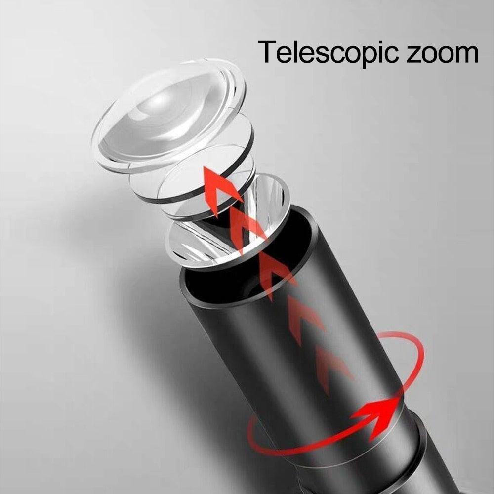 Mini lampe torche LED portable rechargeable étanche USB, super lumineuse, zoom télescopique, résistante à l'eau, idéale pour les activités intérieures/extérieures, le camping et la randonnée nocturne