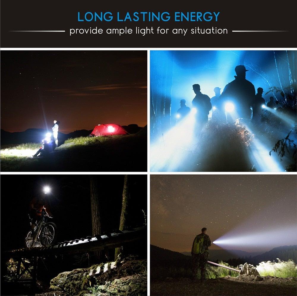 Lampe Torche LED Rechargeable Ajustable Haute Luminosité Puissante Étanche Portable Cree USB Super Lumineuse de Poche pour Camping Randonnée Cyclisme