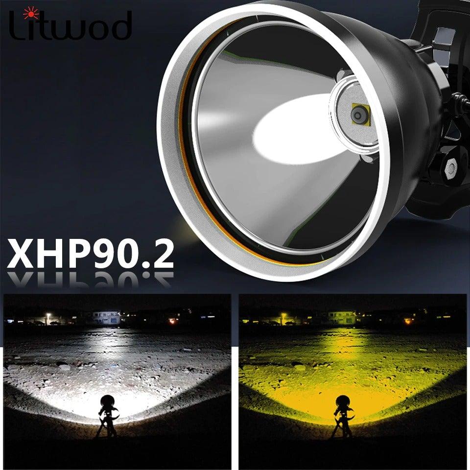 Rechargeable Adjustable Headlamp, Zoom/Waterproof LED White Yellow Color High Lumen Headlamp Flashlight Torch Power Bank For Adult Outdoor Camping Fishing Adventures