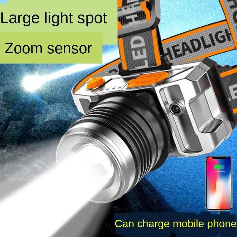 Lampe frontale à LED rechargeable, réglable, lumière puissante, zoomable, longue portée, étanche, super lumineuse, pour la randonnée, la pêche de nuit, l'extérieur, lampe de mineur