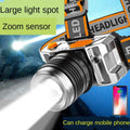 Lampe frontale à LED rechargeable, réglable, lumière puissante, zoomable, longue portée, étanche, super lumineuse, pour la randonnée, la pêche de nuit, l'extérieur, lampe de mineur