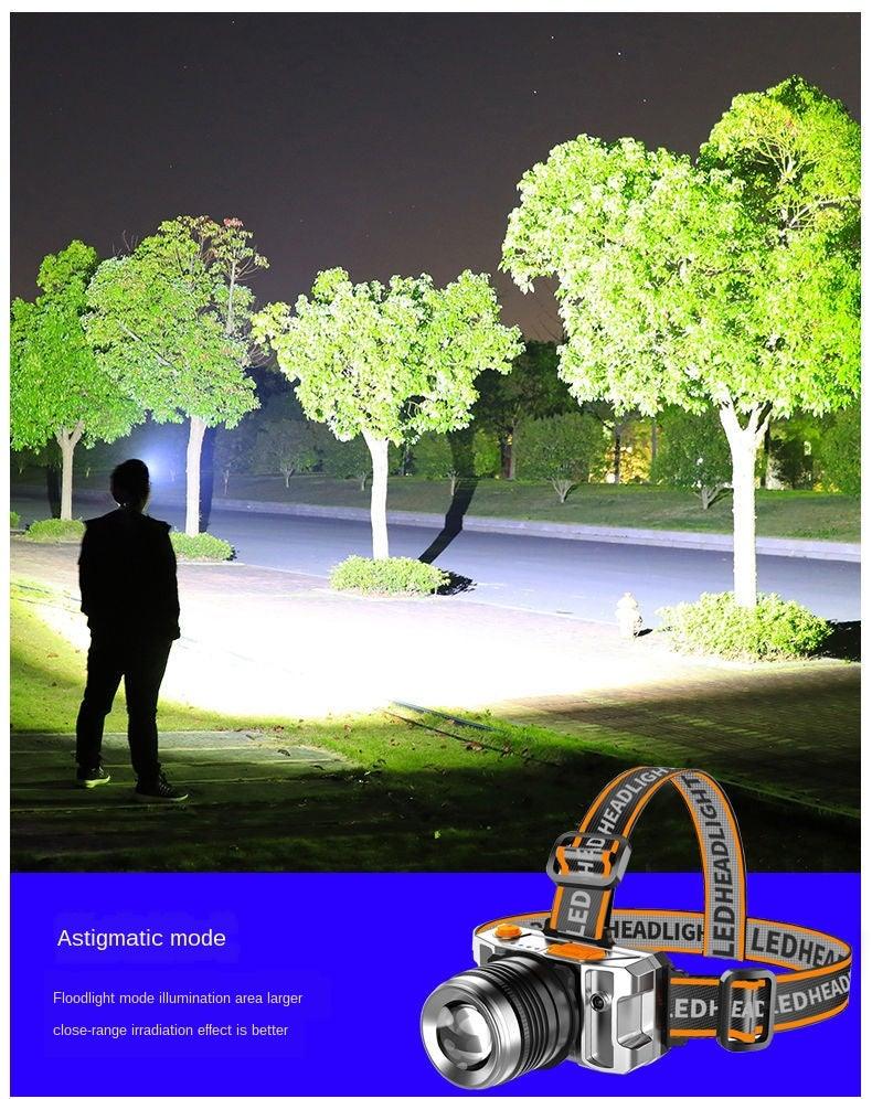 Lampe frontale à LED rechargeable, réglable, lumière puissante, zoomable, longue portée, étanche, super lumineuse, pour la randonnée, la pêche de nuit, l'extérieur, lampe de mineur