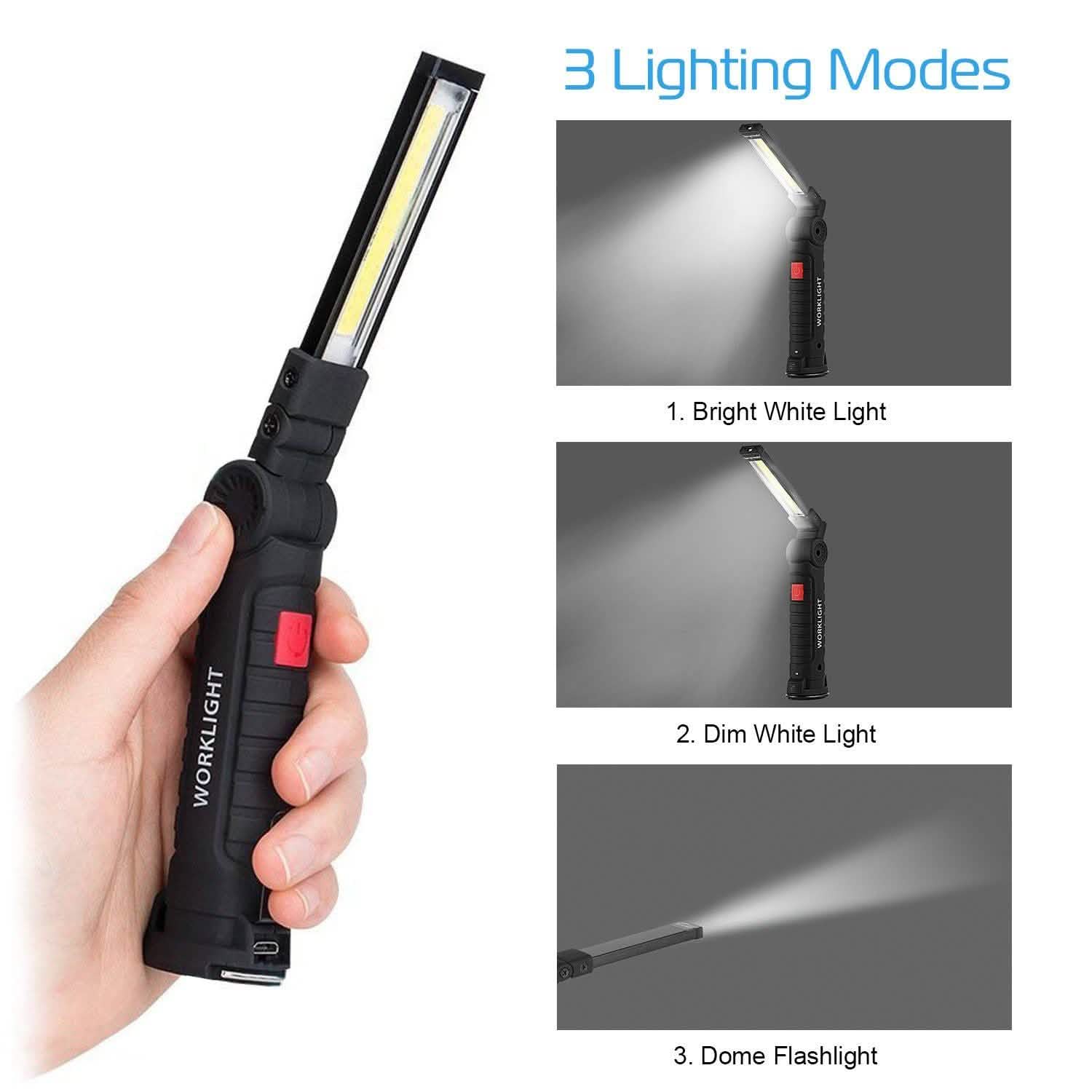 Lampe de travail COB LED rechargeable pliable fine
