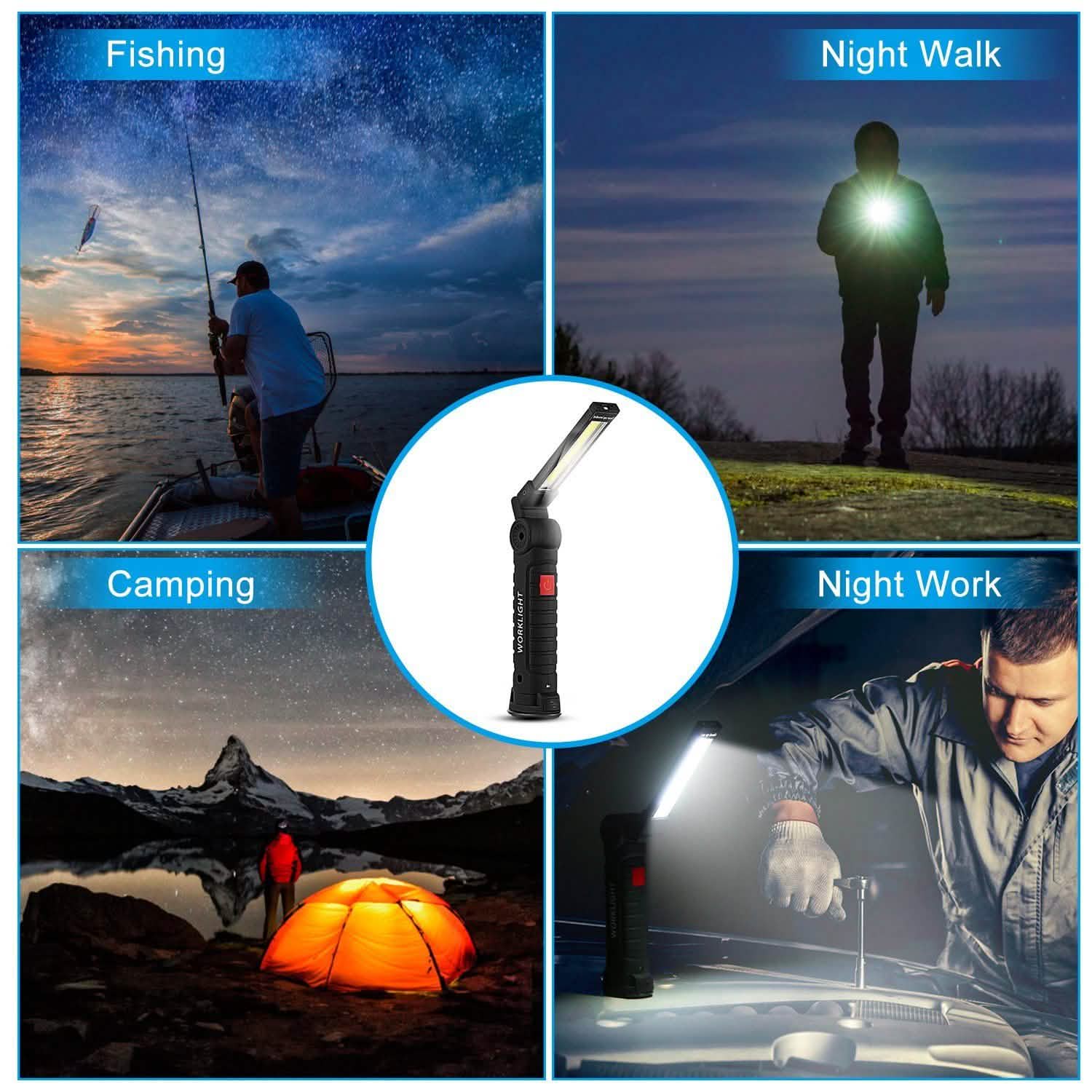 Lampe de travail COB LED rechargeable pliable fine