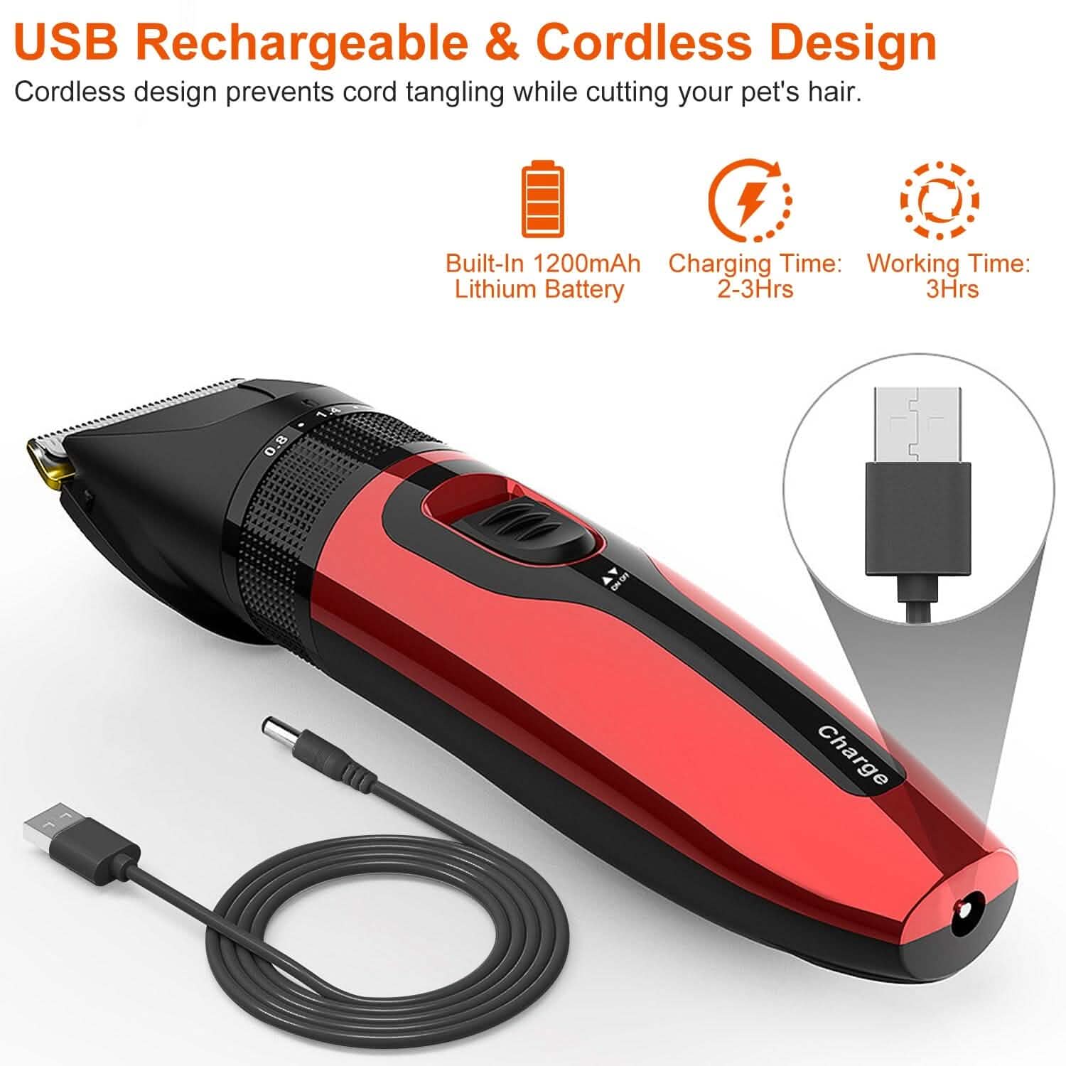 Trousse de toilettage sans fil rechargeable pour animaux de compagnie
