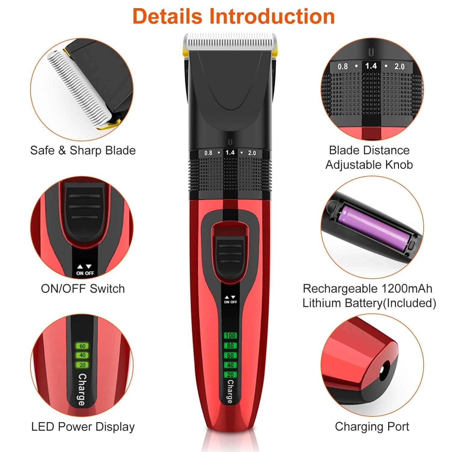 Trousse de toilettage sans fil rechargeable pour animaux de compagnie