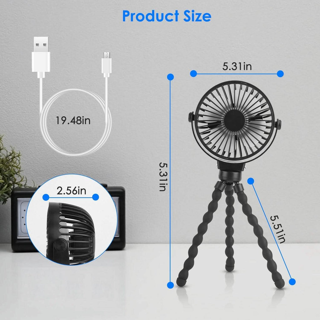 Ventilateur portatif rechargeable avec trépied flexible
