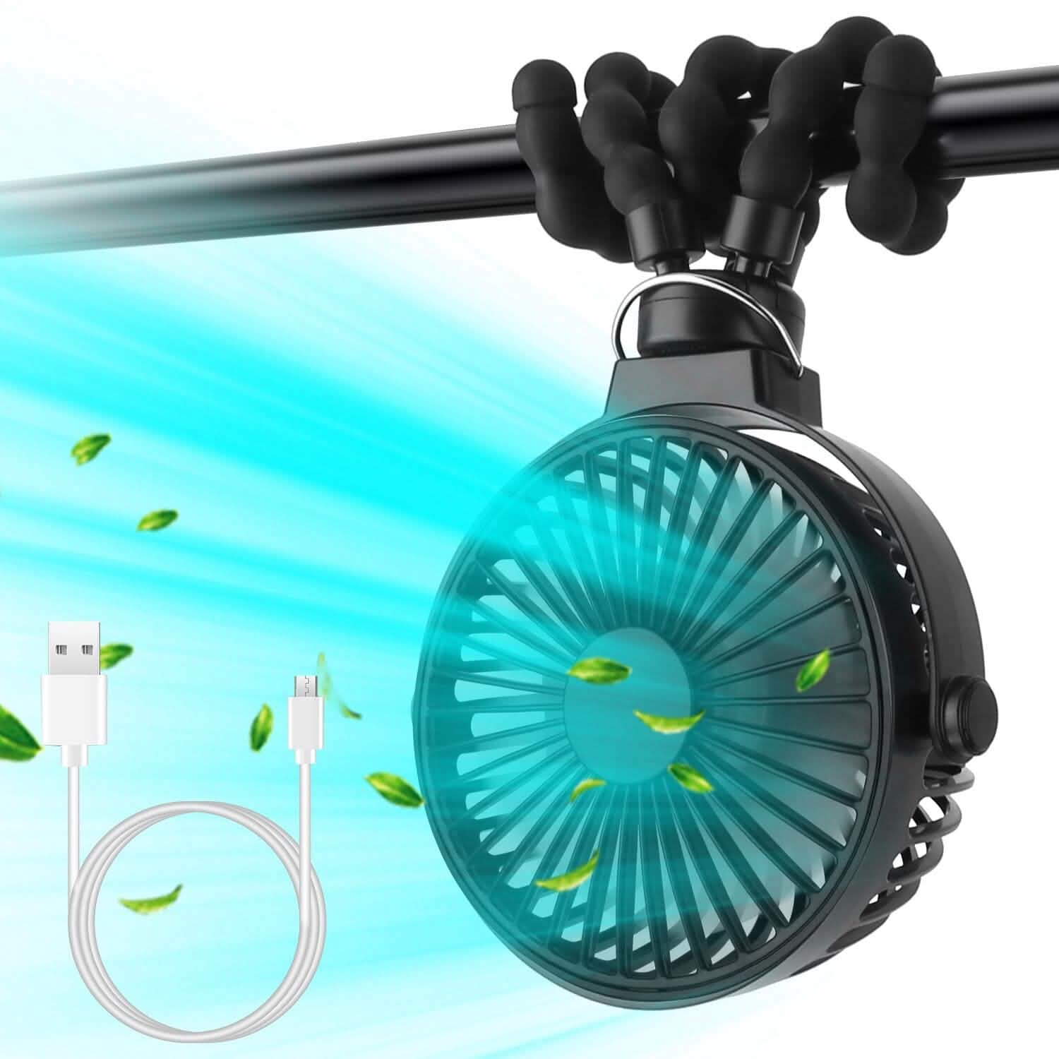 Ventilateur portatif rechargeable avec trépied flexible