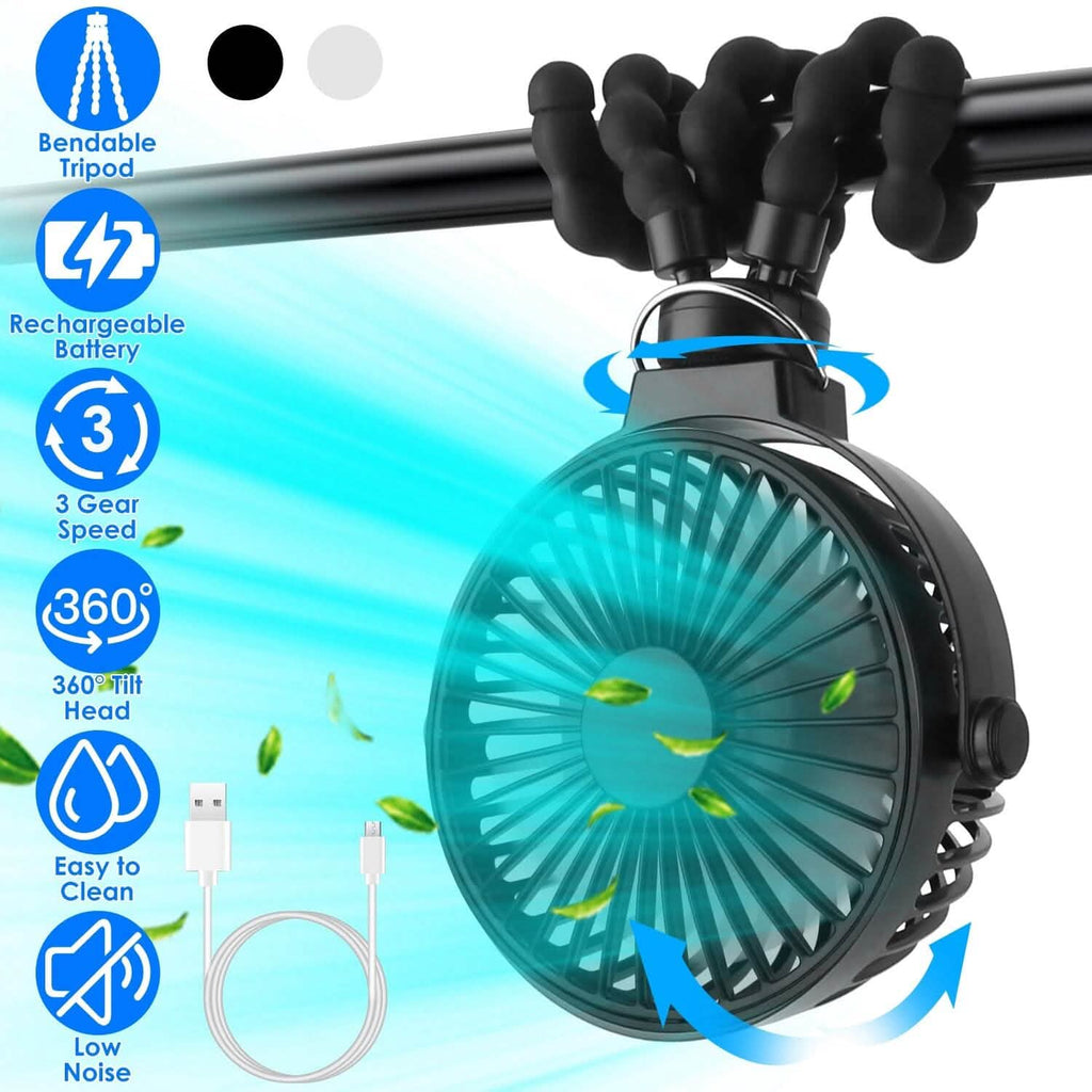 Ventilateur portatif rechargeable avec trépied flexible
