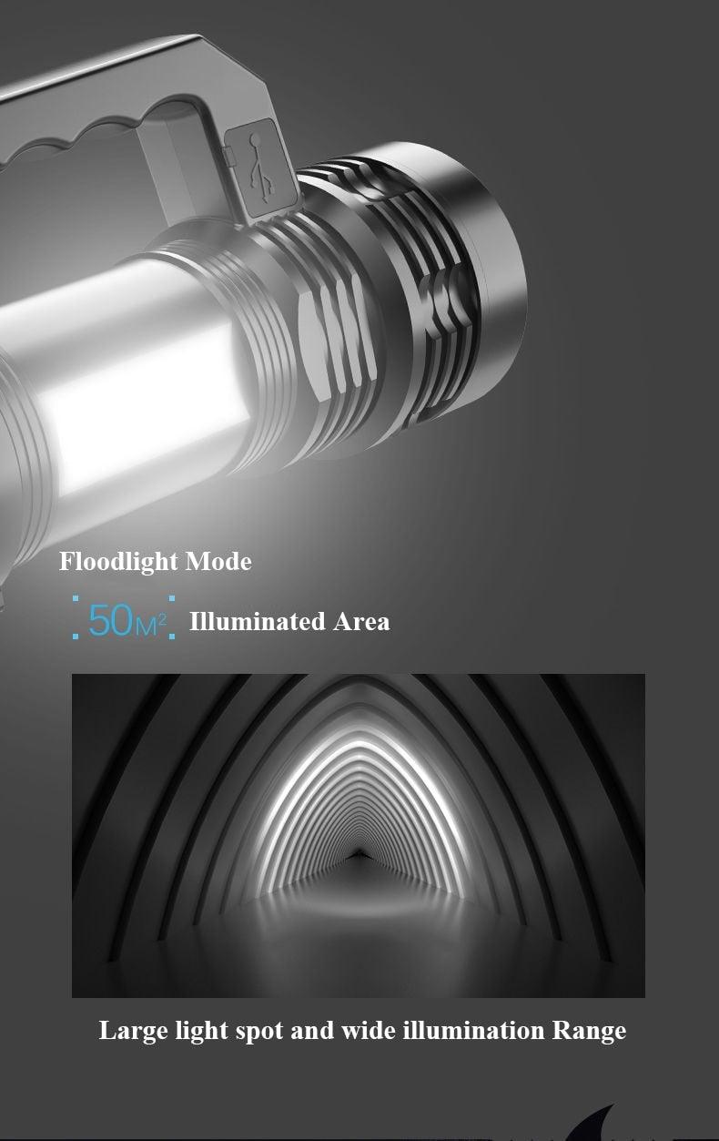 Lampes de poche rechargeables étanches 3 modes Interrupteur puissant projecteur haute luminosité Lampe de poche LED portable haute puissance étanche Utilisation à la maison et en extérieur de longue durée