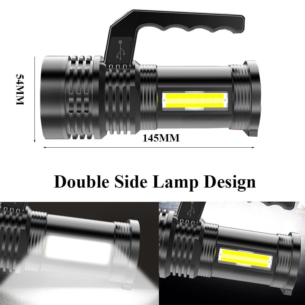 Lampes de poche rechargeables étanches 3 modes Interrupteur puissant projecteur haute luminosité Lampe de poche LED portable haute puissance étanche Utilisation à la maison et en extérieur de longue durée