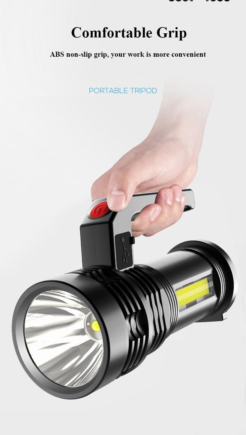 Lampes de poche rechargeables étanches 3 modes Interrupteur puissant projecteur haute luminosité Lampe de poche LED portable haute puissance étanche Utilisation à la maison et en extérieur de longue durée