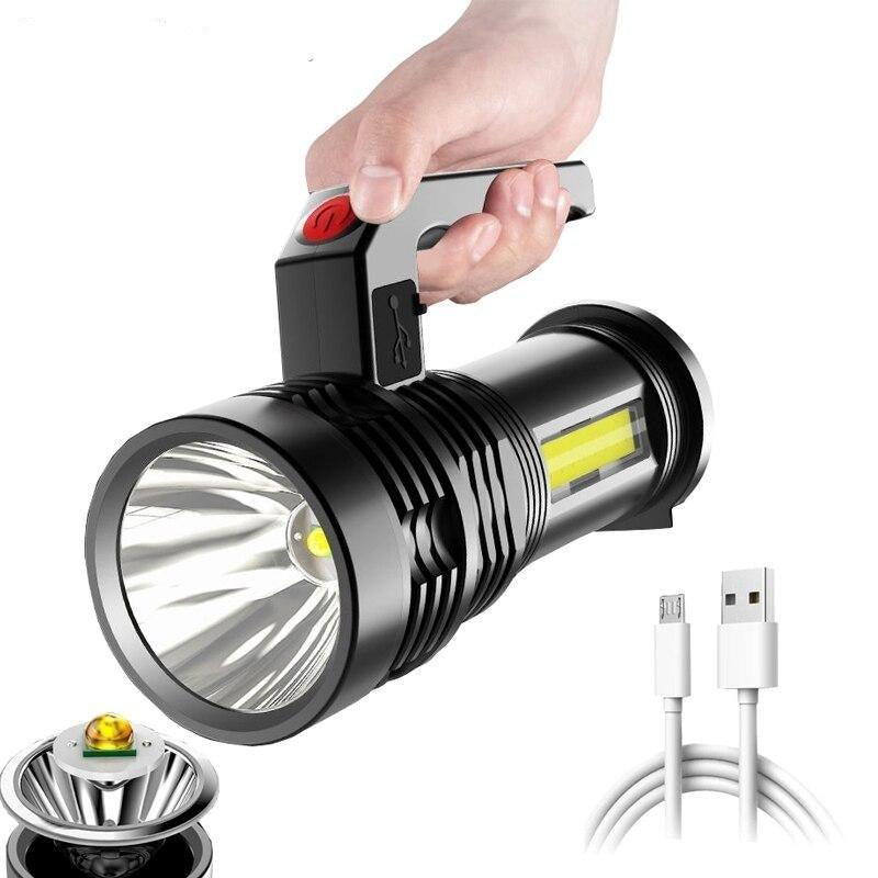 Lampes de poche rechargeables étanches 3 modes Interrupteur puissant projecteur haute luminosité Lampe de poche LED portable haute puissance étanche Utilisation à la maison et en extérieur de longue durée