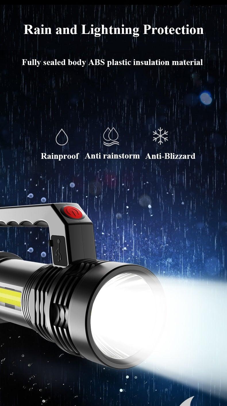 Lampes de poche rechargeables étanches 3 modes Interrupteur puissant projecteur haute luminosité Lampe de poche LED portable haute puissance étanche Utilisation à la maison et en extérieur de longue durée