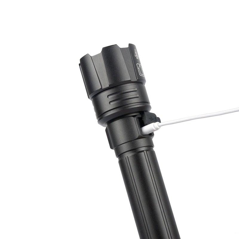 Lampe de poche LED rechargeable à haut lumen, USB, ultra-lumineuse, réglable, puissante, zoomable, résistante à l'eau pour un usage quotidien à la maison et en extérieur (camping, randonnée, course à pied)