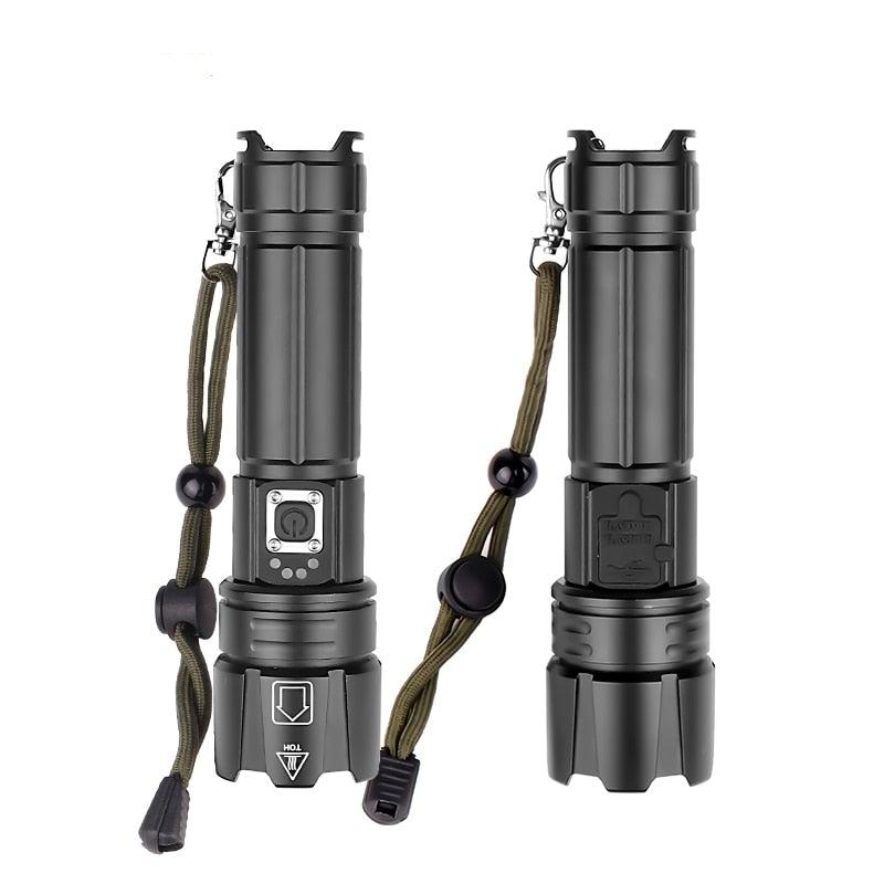 Lampe de poche LED rechargeable à haut lumen, USB, ultra-lumineuse, réglable, puissante, zoomable, résistante à l'eau pour un usage quotidien à la maison et en extérieur (camping, randonnée, course à pied)