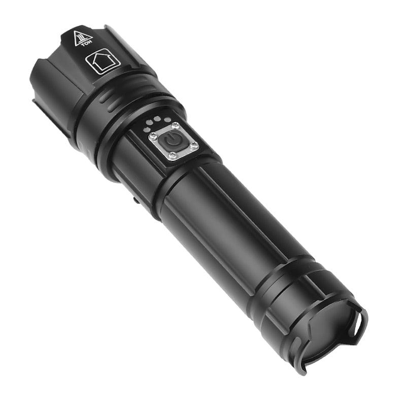 Lampe de poche LED rechargeable à haut lumen, USB, ultra-lumineuse, réglable, puissante, zoomable, résistante à l'eau pour un usage quotidien à la maison et en extérieur (camping, randonnée, course à pied)