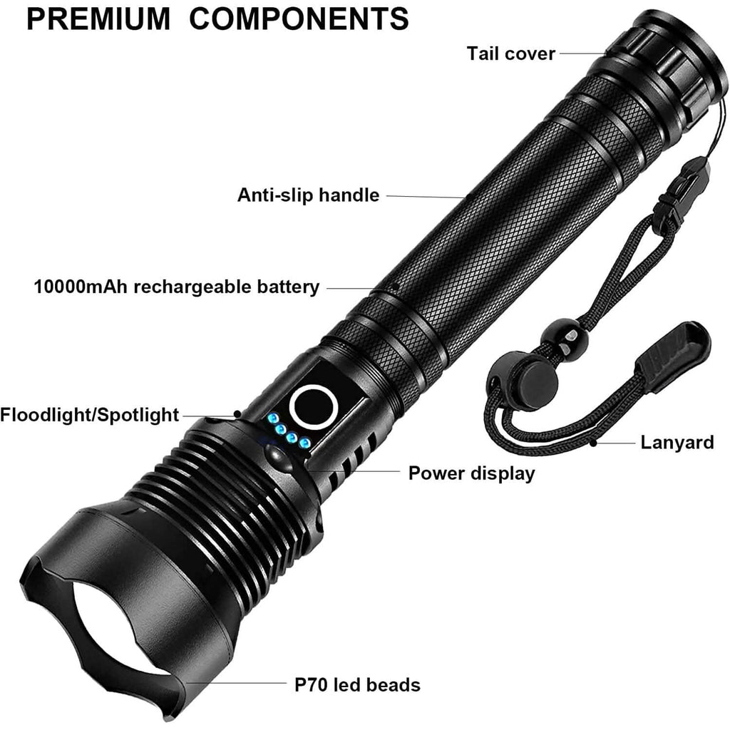 Lampes de poche LED rechargeables 90000 Lumens