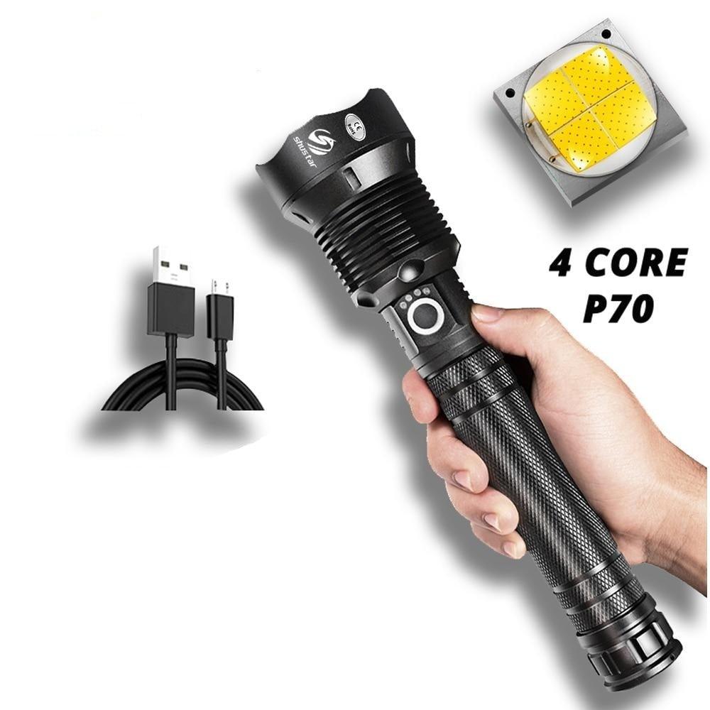 Lampes de poche LED rechargeables étanches portables super lumineuses à haute luminosité Zoomable Lampe torche puissante pour le camping en extérieur et en intérieur, la course, la pêche, la randonnée