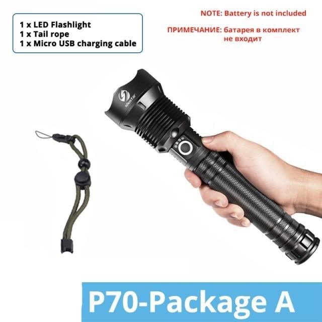 Lampes de poche LED rechargeables étanches portables super lumineuses à haute luminosité Zoomable Lampe torche puissante pour le camping en extérieur et en intérieur, la course, la pêche, la randonnée